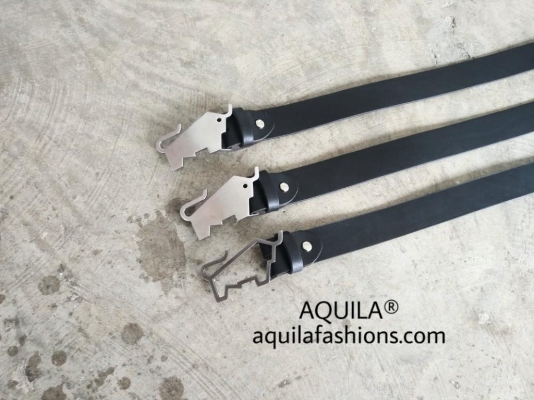 Aquila casual leather replacement belt blanks black (for bar buckles)