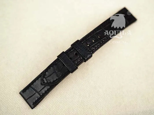 Aquila genuine crocodile watch straps bands black