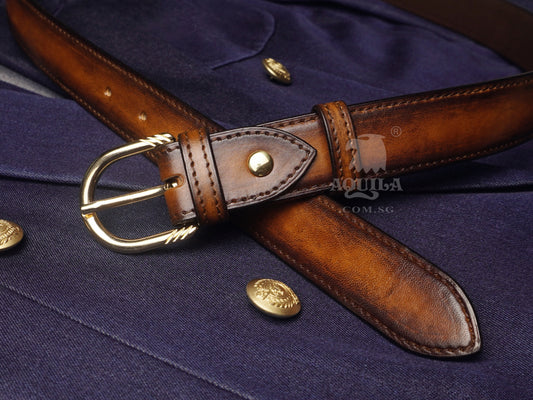Aquila 30mm patina leather belt brown (30216)