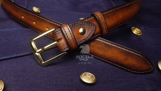 Aquila 30mm patina leather belt brown (30215)