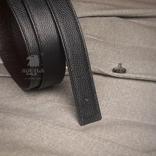 Aquila pebbled reversible leather replacement belt straps (for long pin buckles)