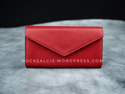 Custom personalised goat skin leather women's ladies long wallet red