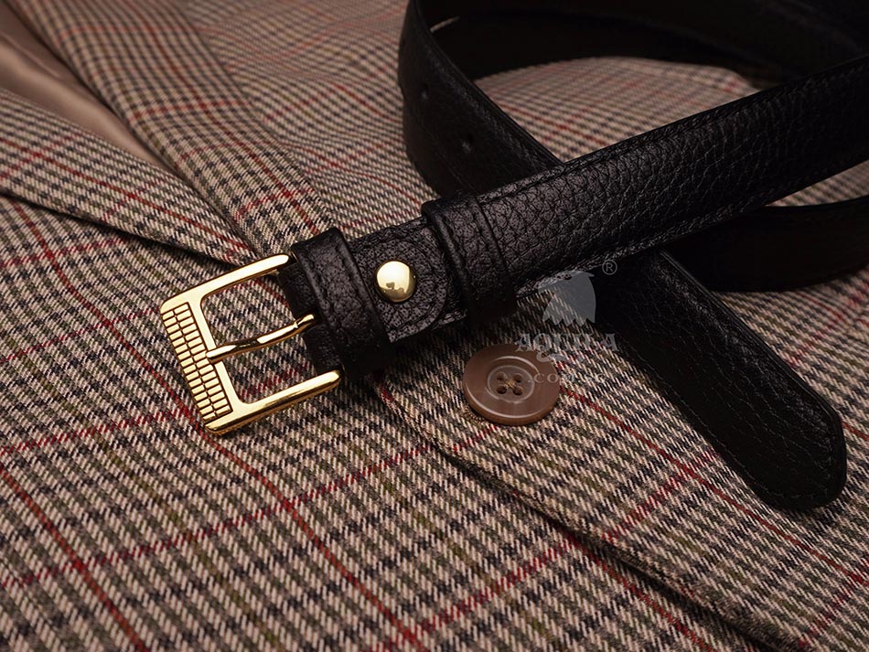 25mm (1 inch) skinny leather belts men women unisex black