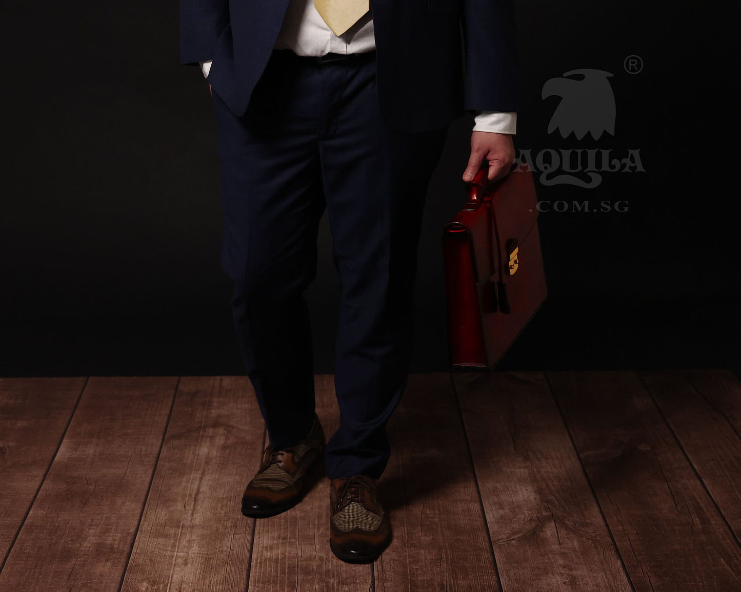 Aquila men's designer leather briefcase oxblood patina