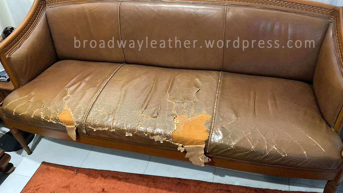 Leather antique sofa restoration upholstery Singapore
