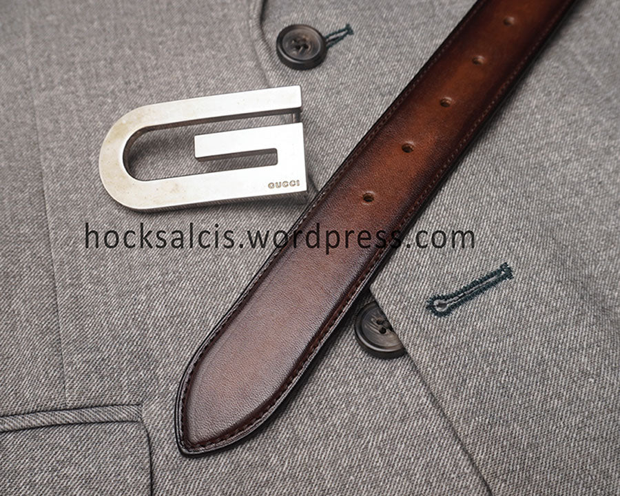 Replacement leather belt for Gucci buckle brown patina