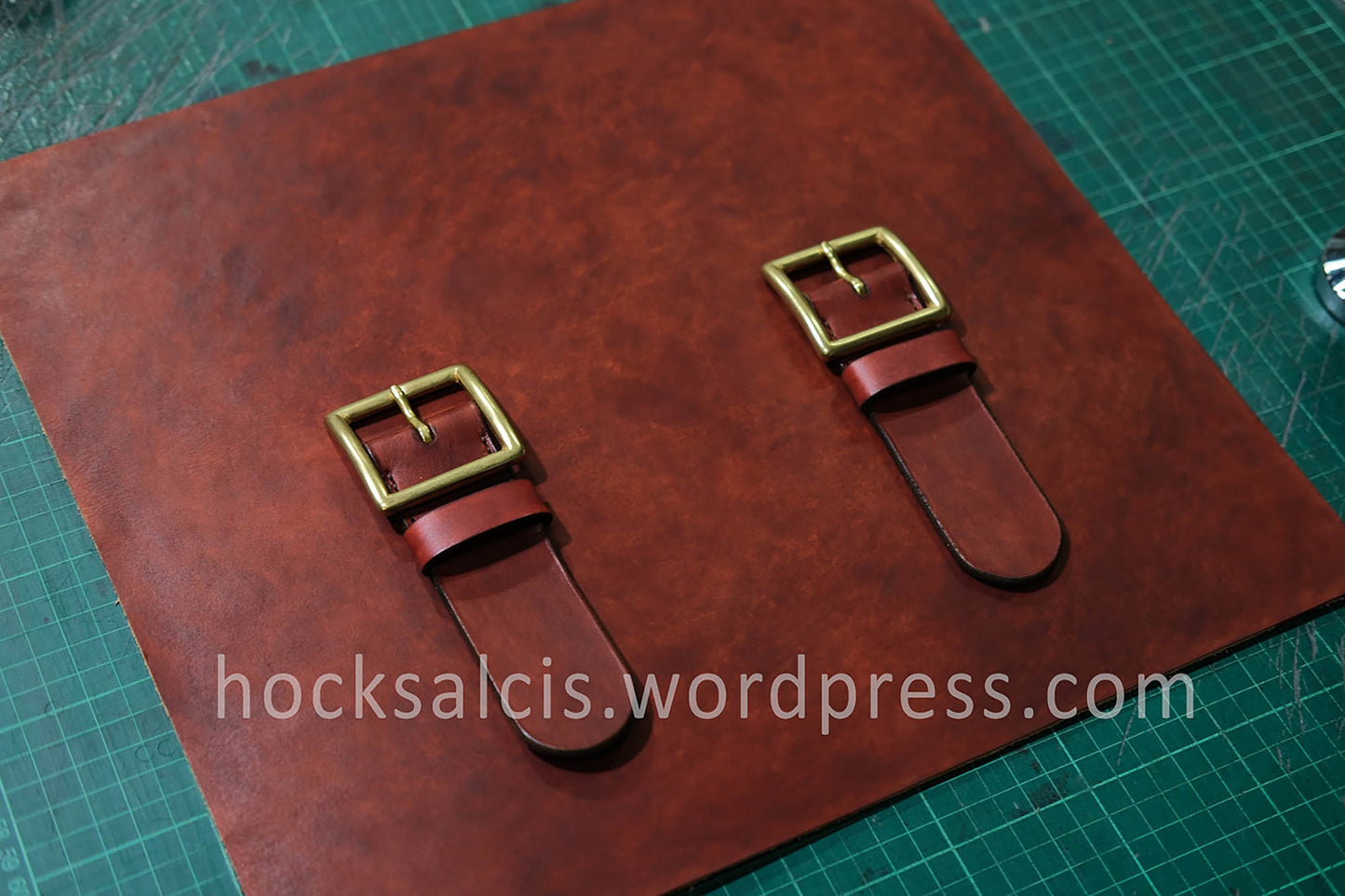 Custom LP vinyl record leather briefcase bag reddish brown patina