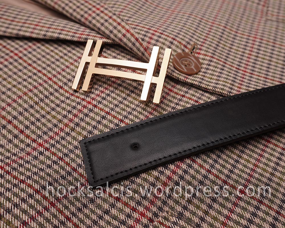 Custom leather belt strap for Hermes H Au Carre double H buckle reversible