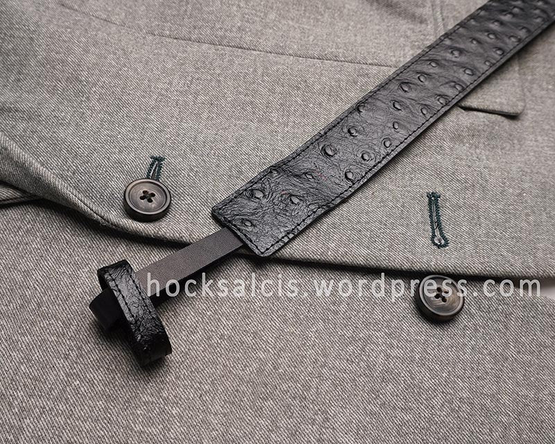 Replacement leather strap for Prada oval belt buckle black ostrich