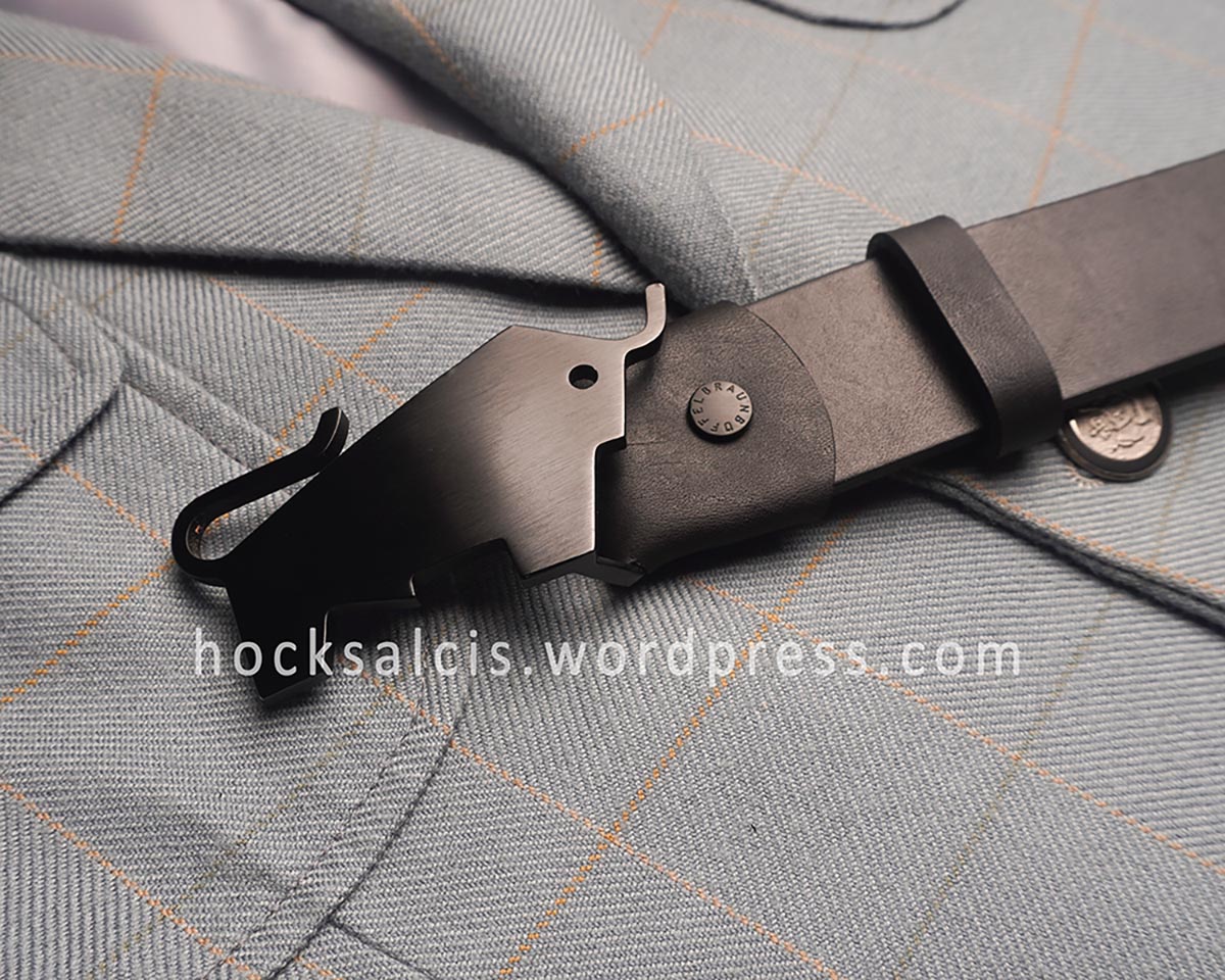 Leather belt replacement strap for Braun Buffel black nickel bull buckle