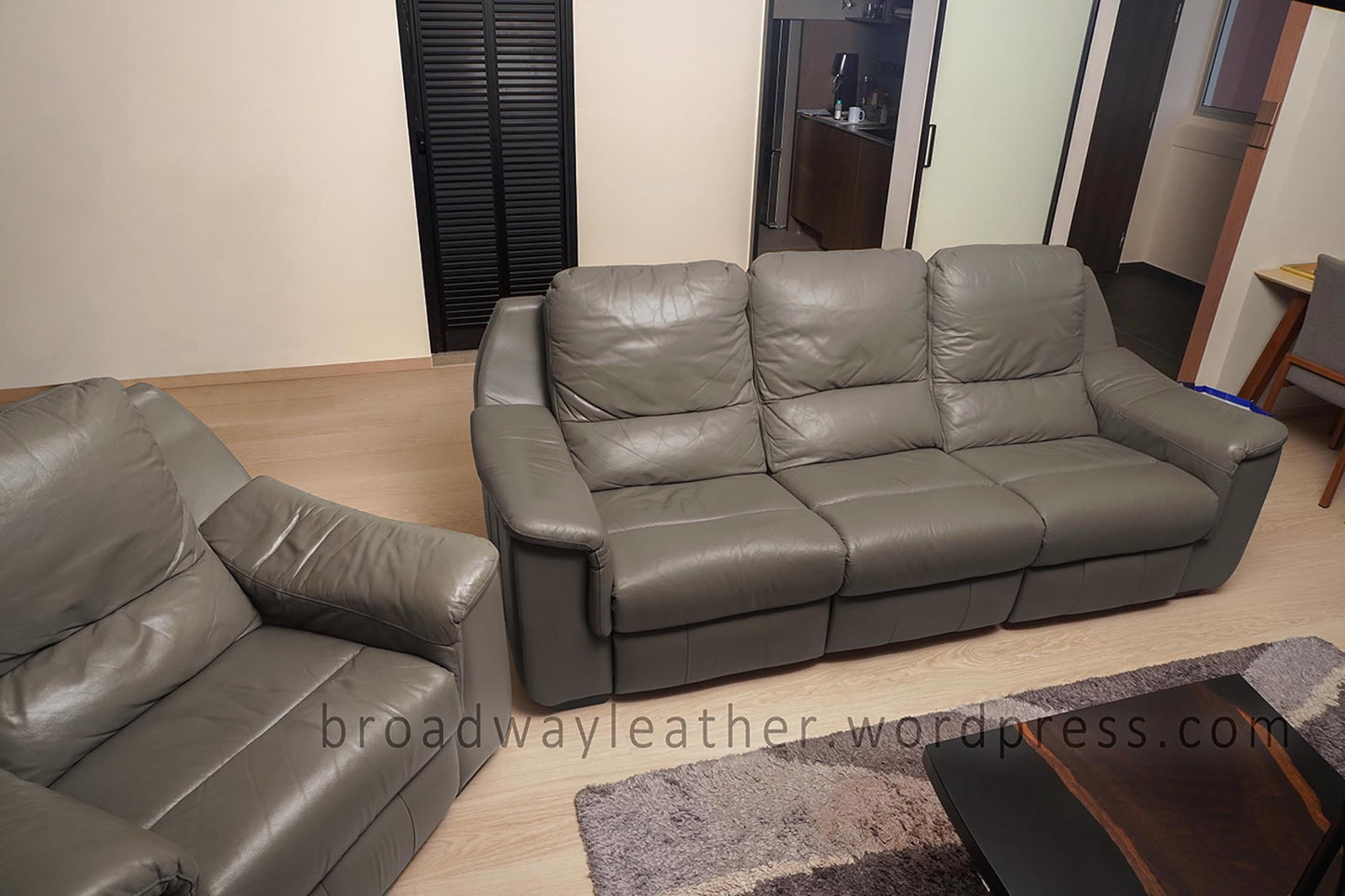 3+1 leather sofa set after deep cleaning