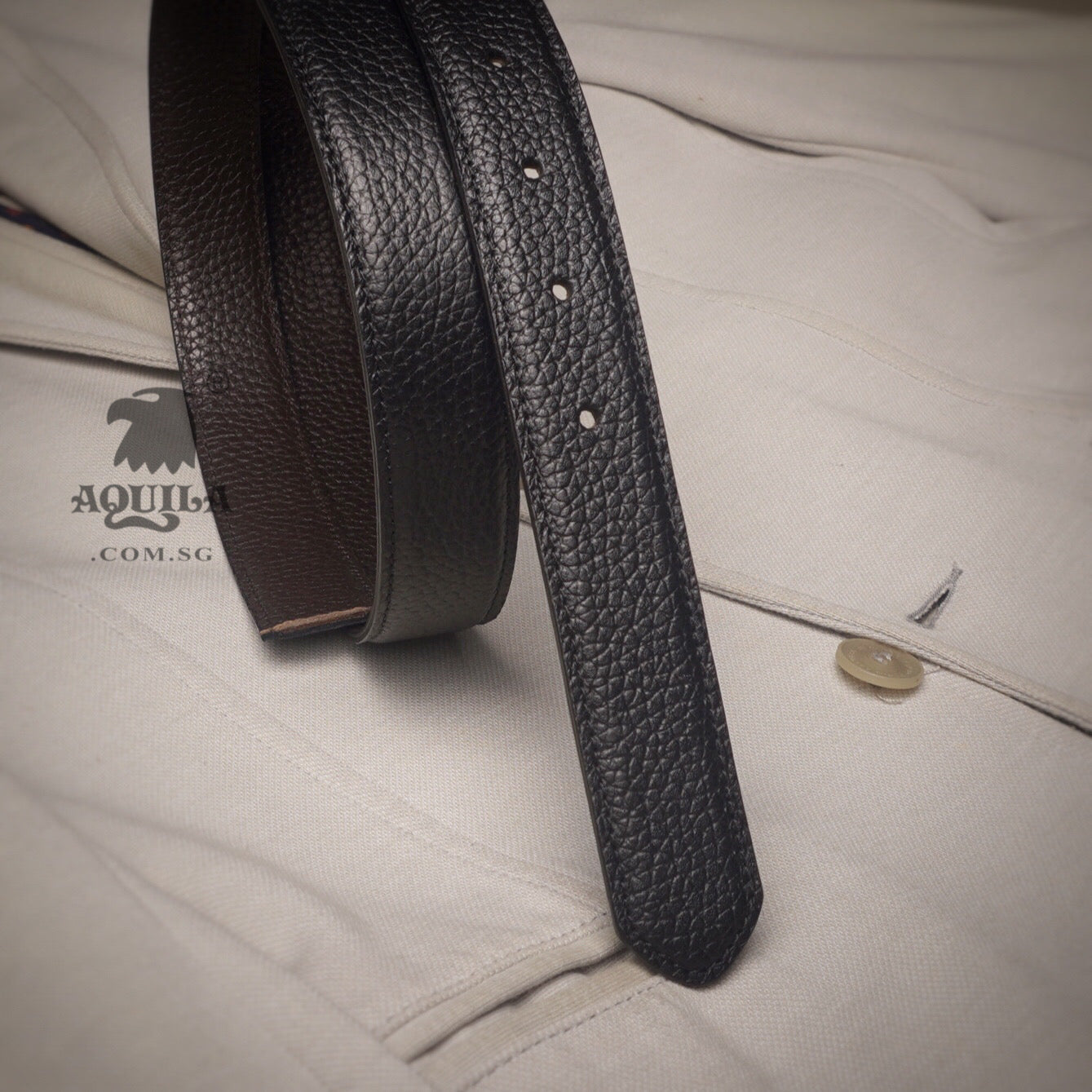 Replacement leather belt strap for Cartier buckles pebbled reversible