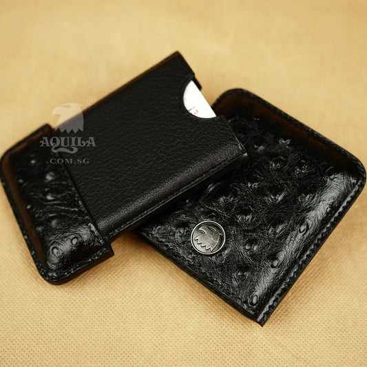 Aquila Black Ostrich Card case