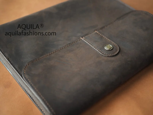 Aquila Dark Brown Crazy Horse Leather Laptop/Tablet Sleeve