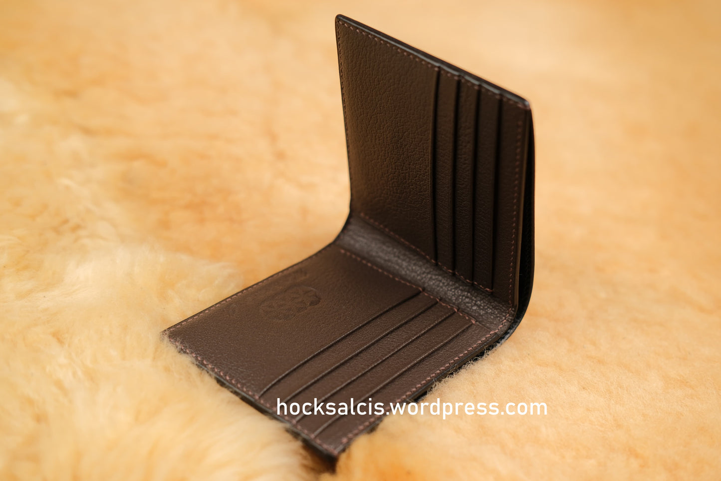 Custom Fortune Lucky Wallet with no holes black goat skin leather