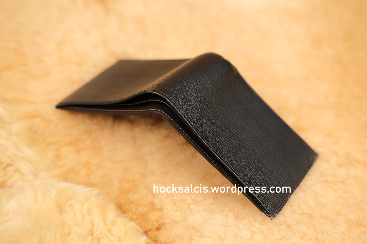 Custom Fortune Lucky Wallet with no holes black goat skin leather