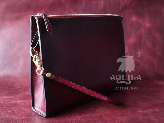 Aquila Oxblood Leather Clutch