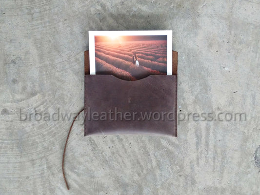 Brown Crazy Horse Leather Clutch Wedding Favors Corporate Gift