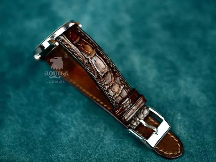 Aquila genuine crocodile skin watch straps bands brown