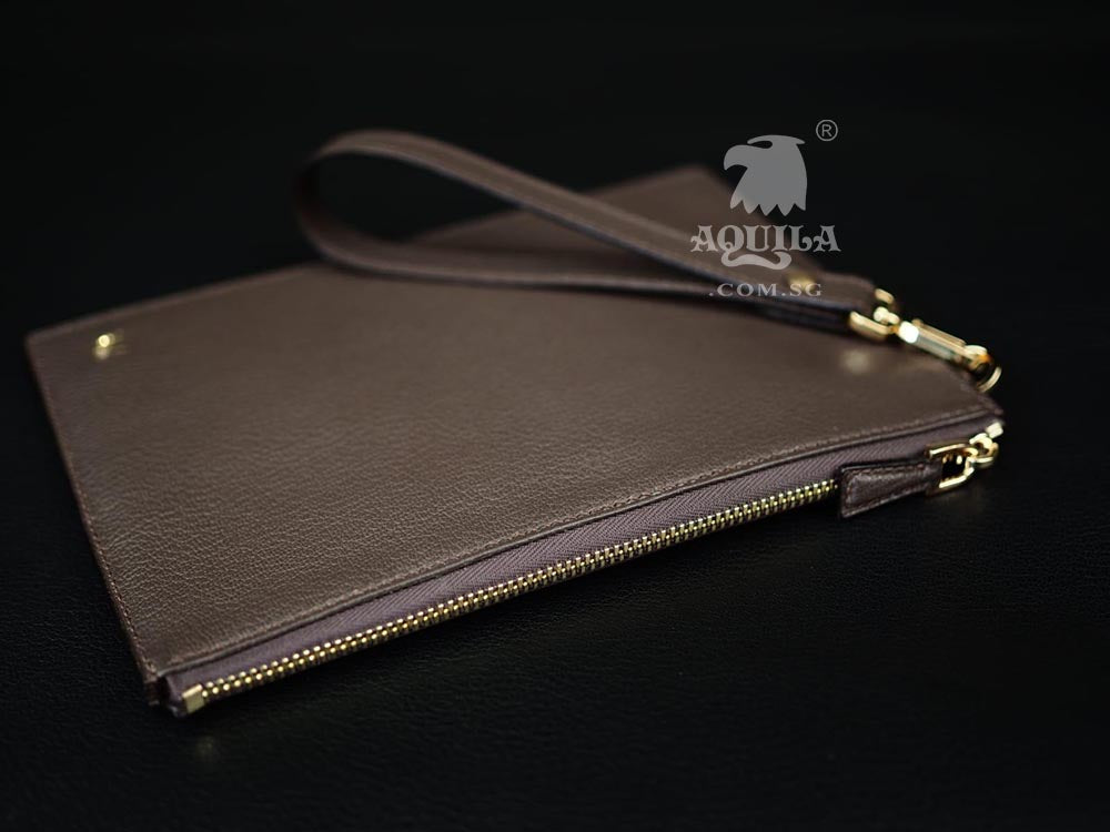 Aquila Gray goat skin Leather Clutch