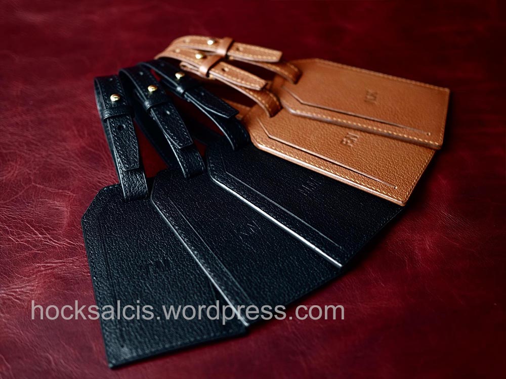 Black Goat Leather Luggage Tag