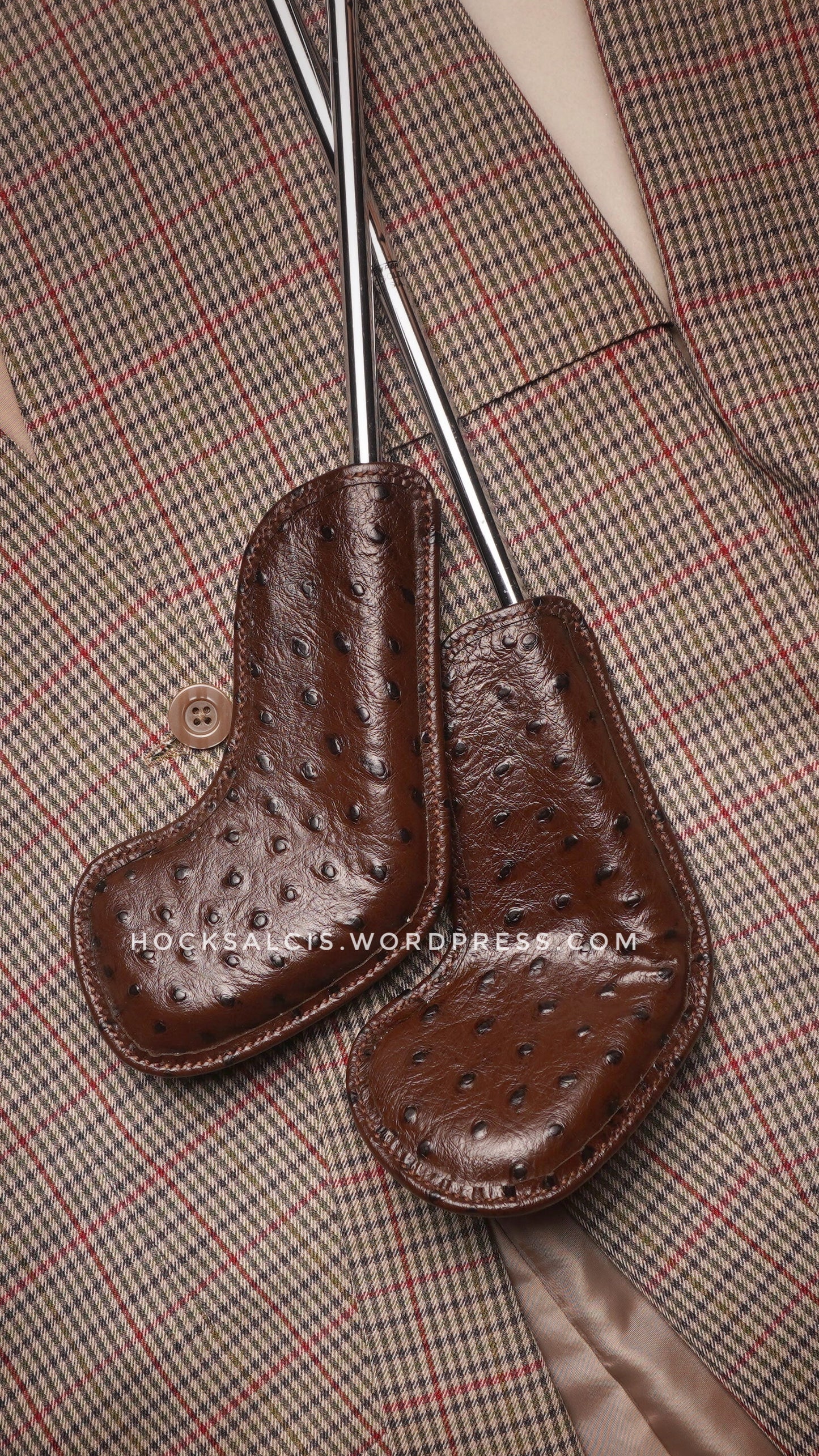 Brown ostrich skin golf club head covers