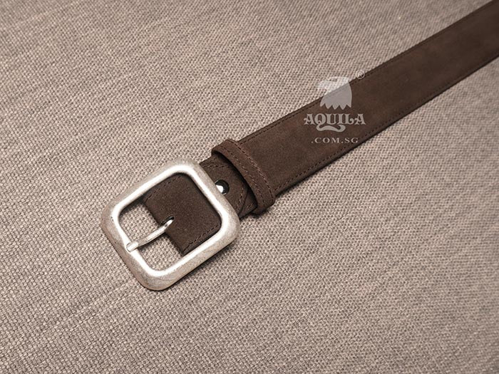 Aquila 1.5 inches suede belt dark brown