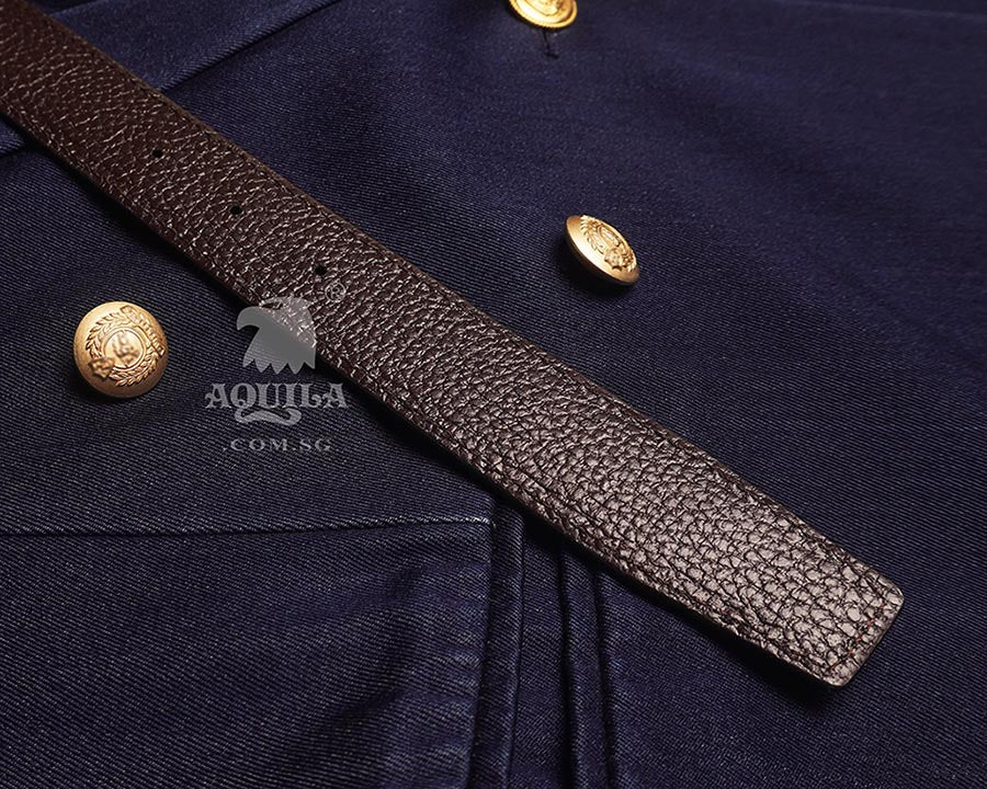 Aquila pebbled reversible leather replacement belt straps (for long pin buckles)