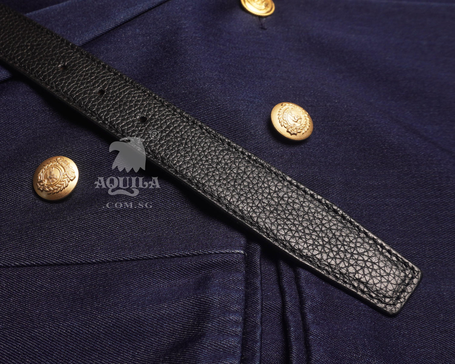 Aquila pebbled reversible leather replacement belt straps (for long pin buckles)