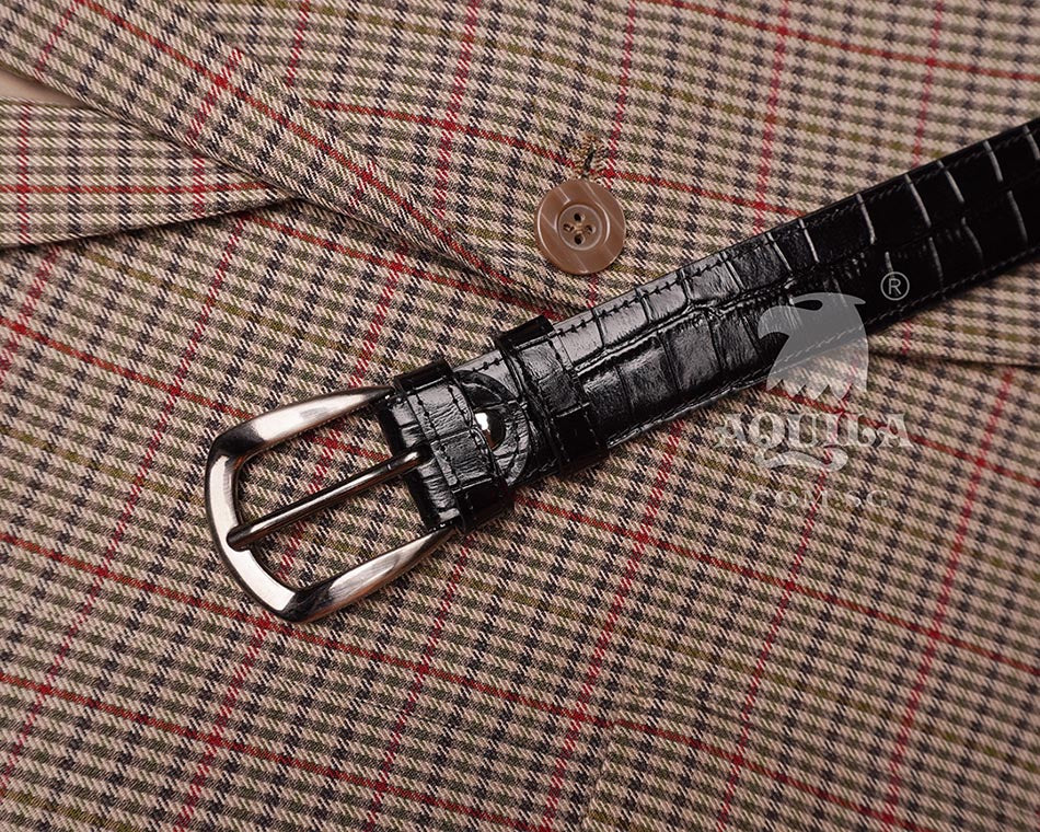Genuine Crocodile Leather Belt – Luxury Men’s Black Croc Skin Belt | Broadway Leather