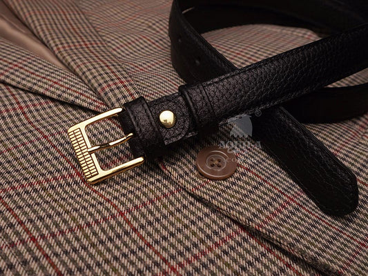 25mm (1 inch) skinny leather belts men women unisex black
