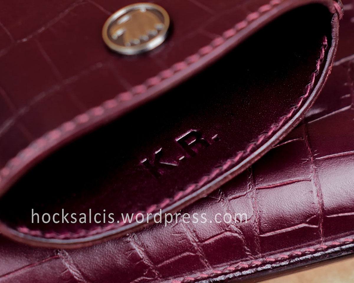 Aquila genuine crocodile skin leather 3-cigar case oxblood