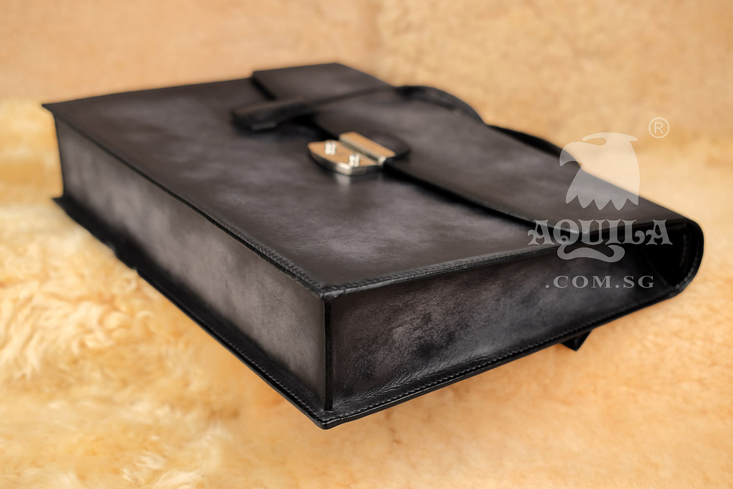 Aquila designer classic leather briefcase vintage style grey patina