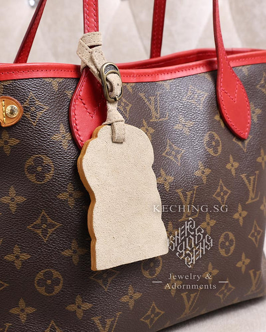 Leather white bread bag charm suede customised personalised