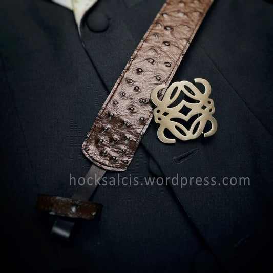 Replacement leather belt for Loewe buckle brown ostrich