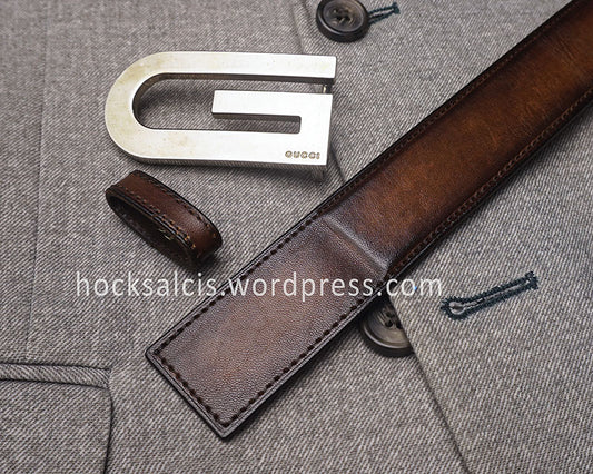 Replacement leather belt for Gucci buckle brown patina