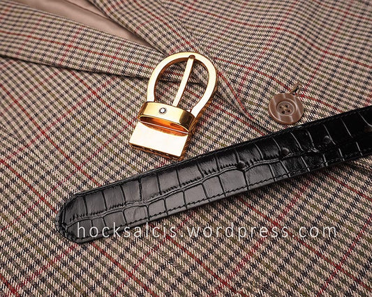 Leather belt strap for Montblanc buckle black crocodile
