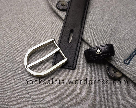 Replacement leather belt strap Montblanc buckle black calfskin