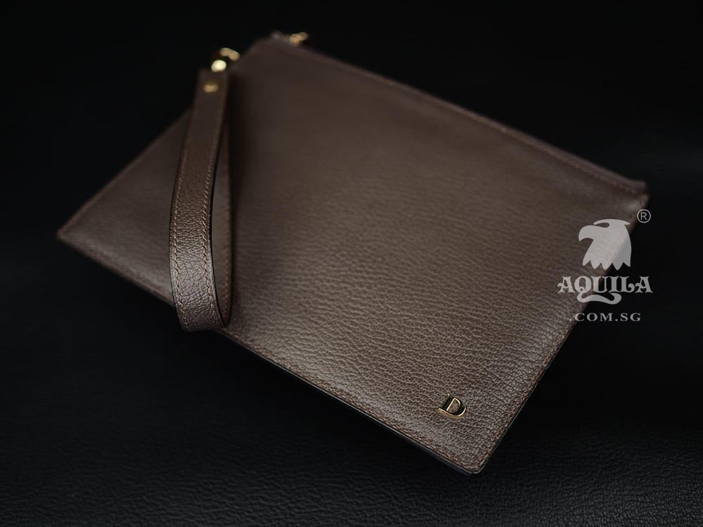 Aquila Gray goat skin Leather Clutch