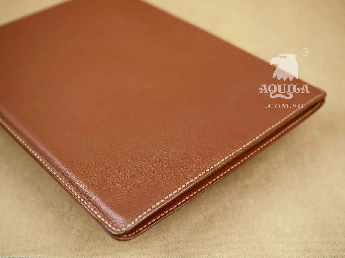 Personalised Goat Skin Leather Laptop Tablet Sleeve Tan