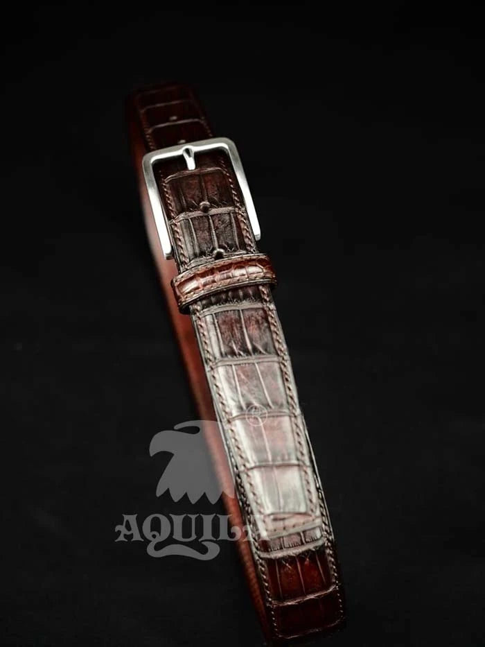 Aquila Genuine Crocodile Leather Belt