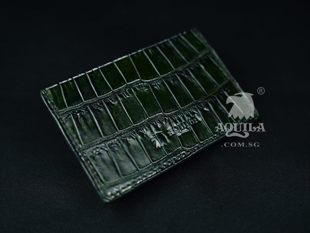 Green crocodile Leather Card Holder