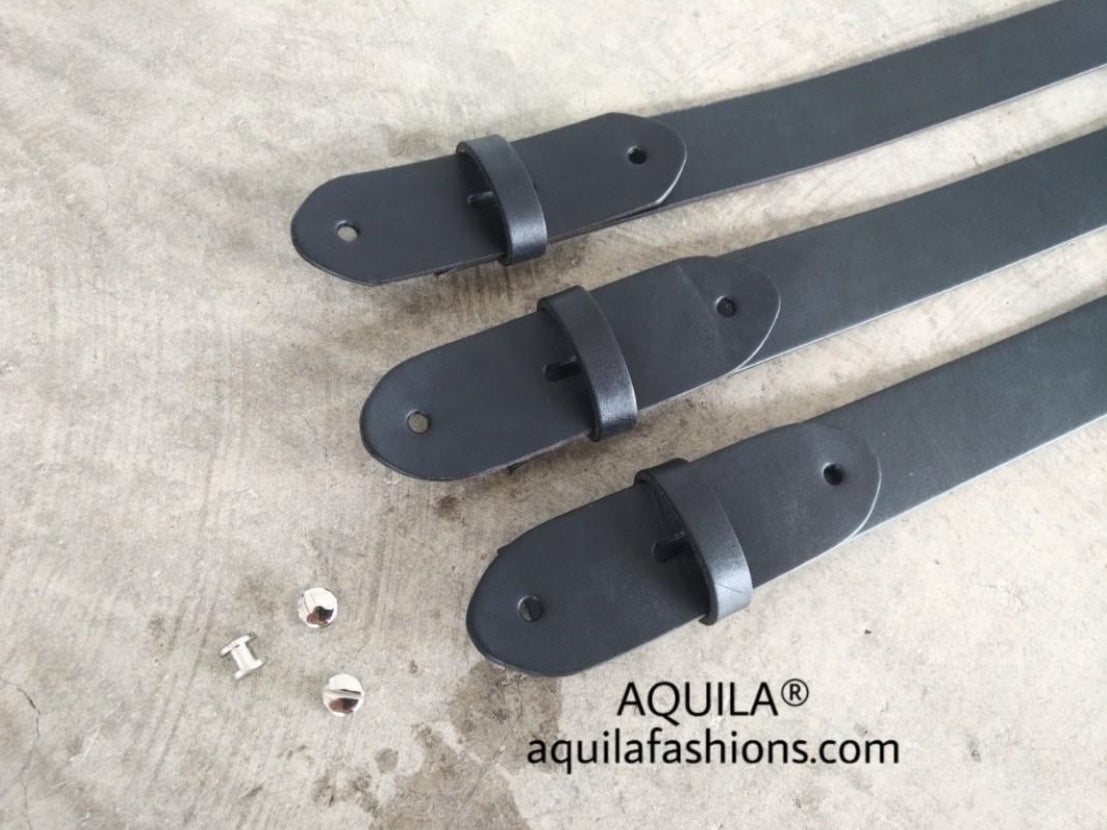 Aquila casual leather replacement belt blanks black (for bar buckles)