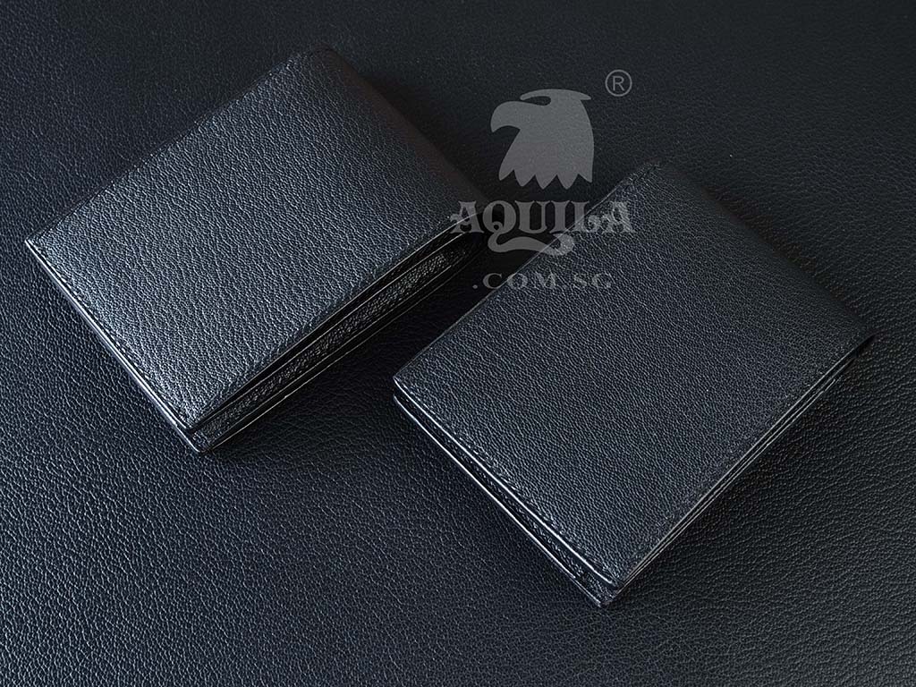 Aquila navy goat skin bifold wallet