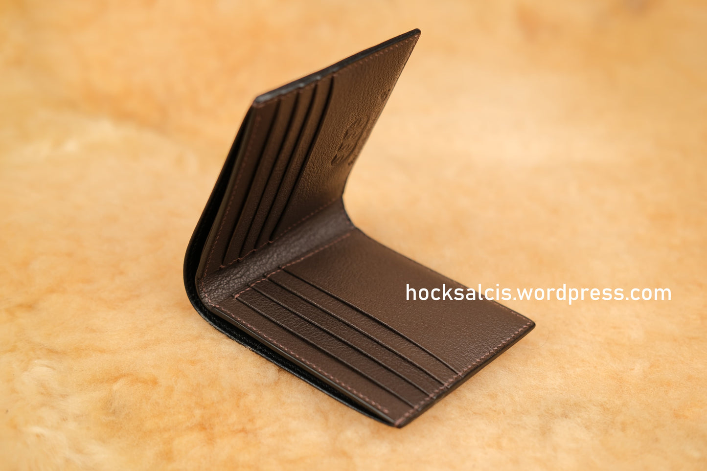 Custom Fortune Lucky Wallet with no holes black goat skin leather