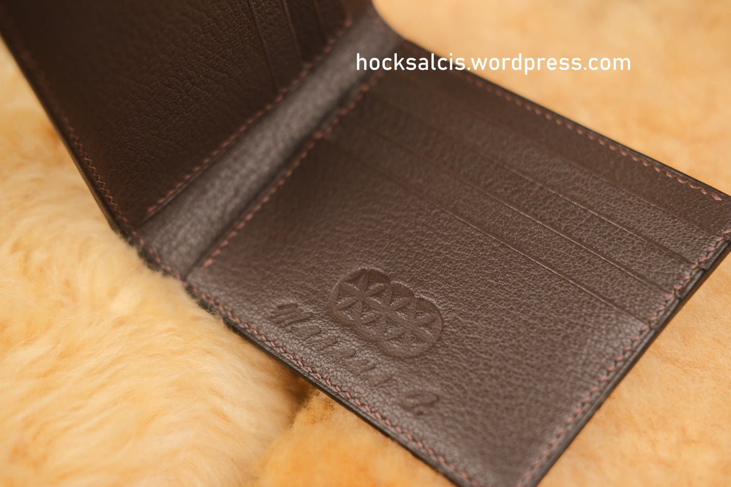 Custom Fortune Lucky Wallet with no holes black goat skin leather