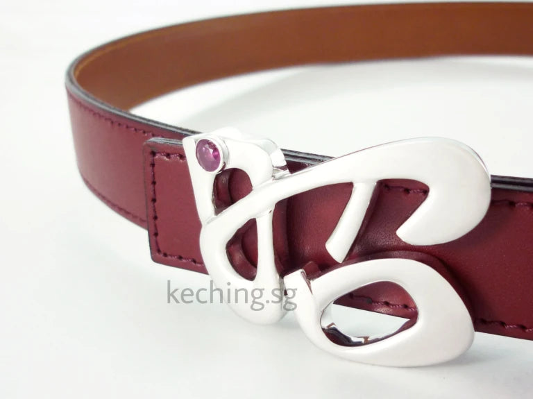 Custom silver buckle in chinese surname 照 with ruby by Keching