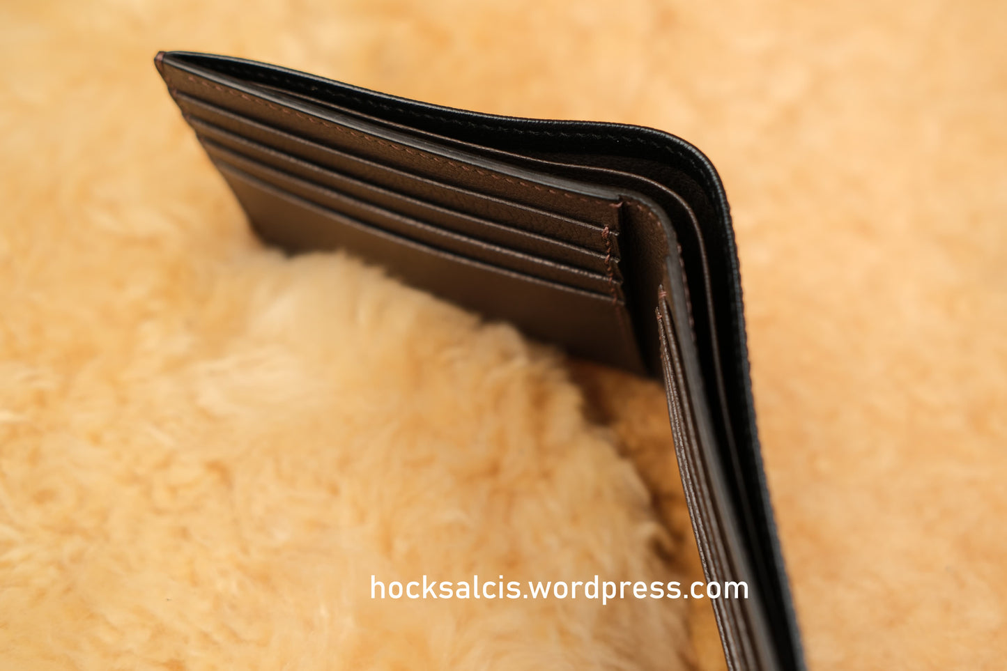 Custom Fortune Lucky Wallet with no holes black goat skin leather