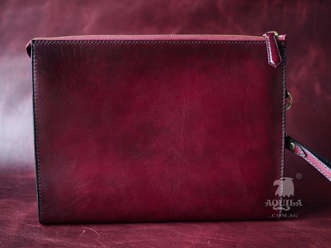 Aquila Oxblood Leather Clutch