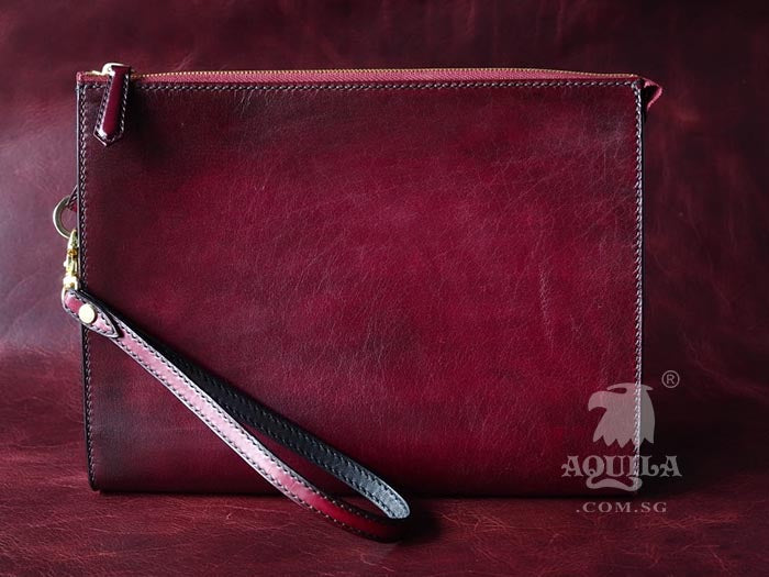 Aquila Oxblood Leather Clutch